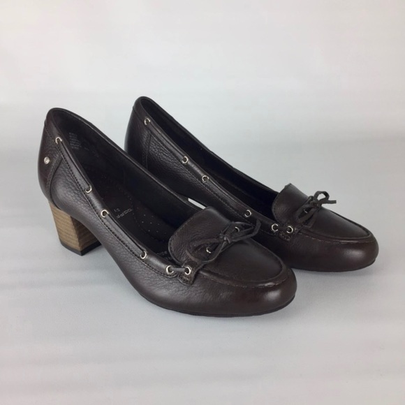 Rockport Womens Adiprene Gerti Moc Brown Loafer Pumps Block Heel Bow size 6 - Picture 1 of 15